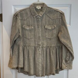 1.4.3. Story by Line Up Chambray Denim Peplum Shirt Jacket